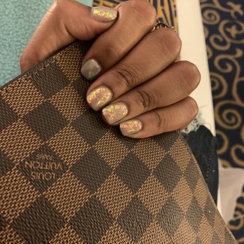 D'Vine Nails Spa - SNS Full set with one holographic glitter nail & 4 nails with the holographic flakes! - Nail Salons Near Me - Anaheim, California