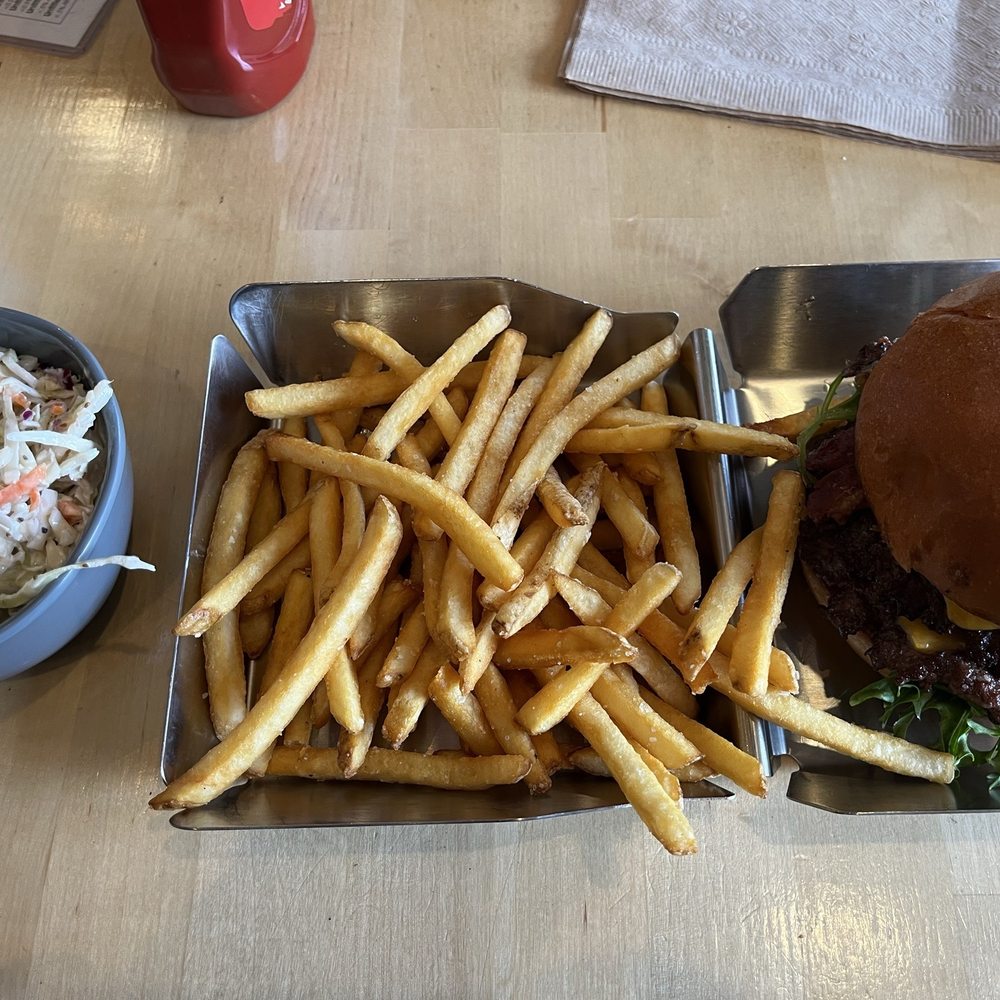 The Scratch Burger w/ side of friends and coleslaw The Scratch Burger w/ side of friends and coleslaw