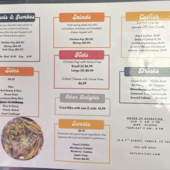 Lollipops Chicken, Burger, and Boys - Menu - Cajun/Creole Near Me - Temple, Texas Lollipops Chicken, Burger, and Boys - Menu - Cajun/Creole Near Me - Temple, Texas