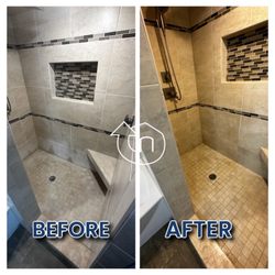 Nextdoor Neighborhood Services - Shower deep clean before and after photos