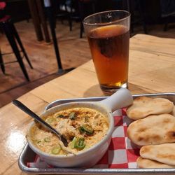 Burning Bridge Tavern - Crab Dip with Pita Bread and Yuengling Draught