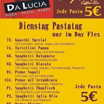 Day Flex - Dienstag Pastatag: Jede Pasta 5€! - Bars Near Me - Achern, BW