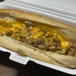 Muncheese - 8" Philly Grilled Chicken Sub with added mushrooms and green peppers.