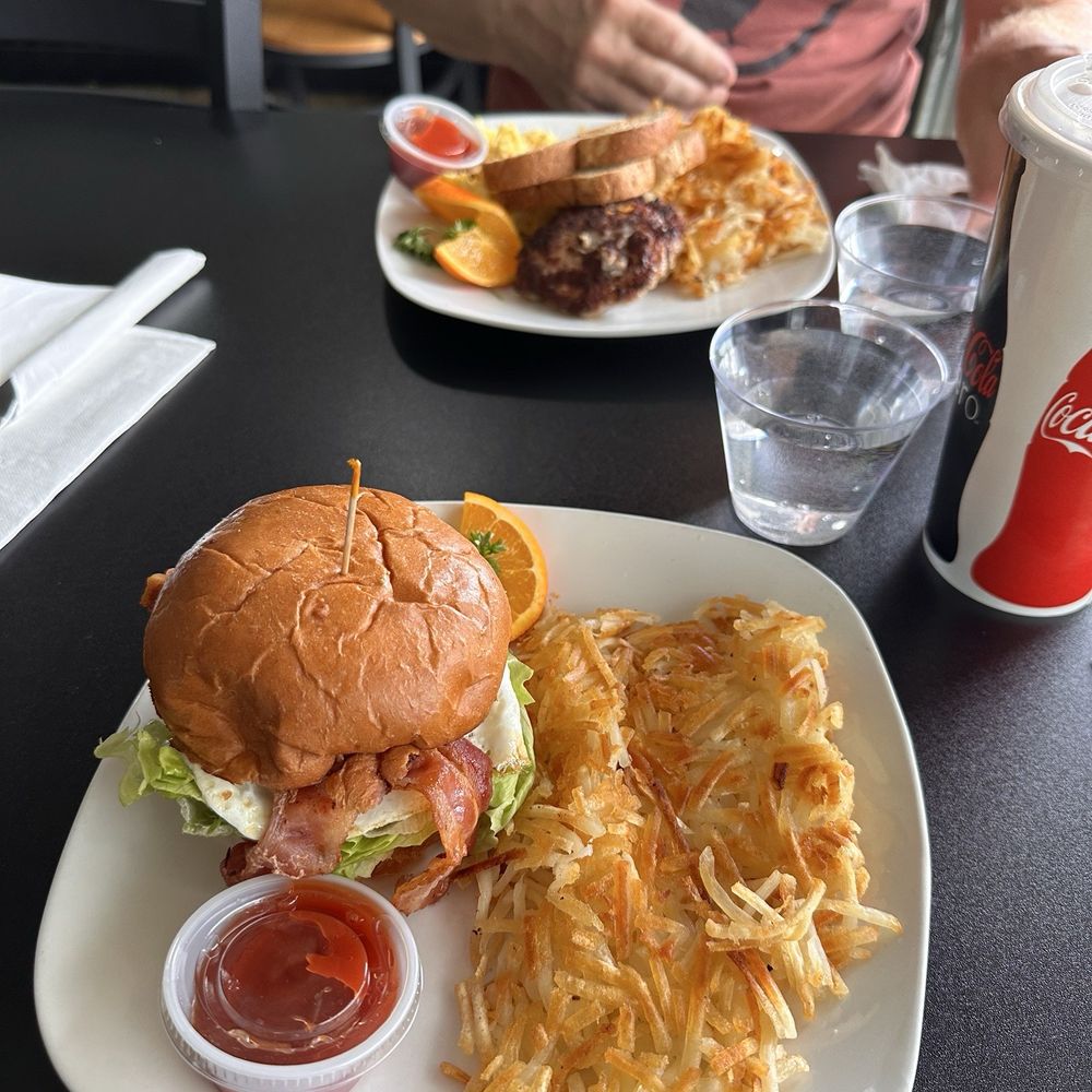 Breakfast sandwich and breakfast plate Breakfast sandwich and breakfast plate