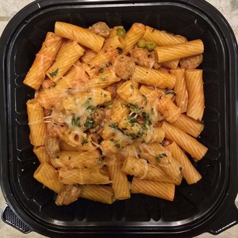 Social Inn - Rigatoni with Sausage as a takeout order.  Big portion.  Definitely looked better when hot! - Cocktail Bars Near Me - Glenview, Illinois
