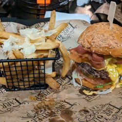 Farr Street Tavern - The Farr Burger with upgraded Truffle Parm Fries