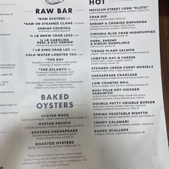 The Atlantic - Hot plates menu - Seafood Near Me - Virginia Beach, Virginia