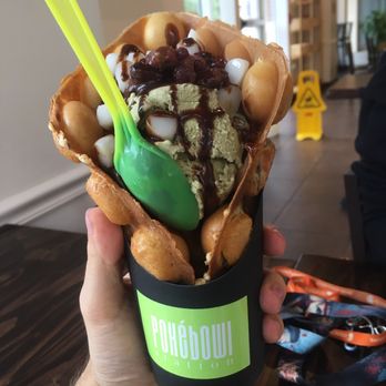 Pokébowl Station - Red Beans Egg Waffle with matcha ice cream - Poke Near Me - Gainesville, Florida