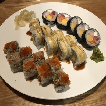 Sushi Monster - From left to right: Salmon Katsu Roll, DC Roll, House Special. - Sushi Bars Near Me - Farmington, Utah