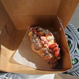 Strawberry and custard filled croissant