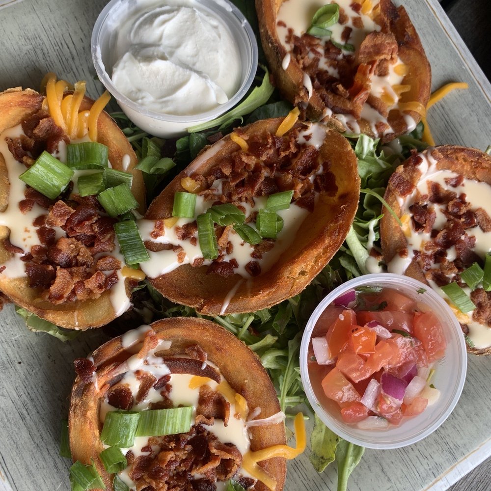 Sam's Beach Bar - Loaded potato boats - Seafood Near Me - Hudson, Florida Sam's Beach Bar - Loaded potato boats - Seafood Near Me - Hudson, Florida