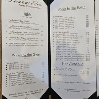 Domaine Eden - Wine tasting menu - Wine Tasting Room Near Me - Saratoga, California Domaine Eden - Wine tasting menu - Wine Tasting Room Near Me - Saratoga, California