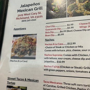 Jalapenos Mexican Grill - Menu - Mexican Near Me - Richmond, Virginia Jalapenos Mexican Grill - Menu - Mexican Near Me - Richmond, Virginia