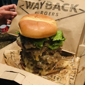 Wayback Burgers - The Nine Patty Burger $23.99 - Make sure you're hungry! - Burgers Near Me - Mechanicsburg, Pennsylvania Wayback Burgers - The Nine Patty Burger $23.99 - Make sure you're hungry! - Burgers Near Me - Mechanicsburg, Pennsylvania
