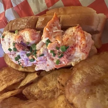 Jack's Surf & Turf - Seafood & Steak - Lobster Roll at Jacks Seafood with chips - Seafood Near Me - Montclair, New Jersey