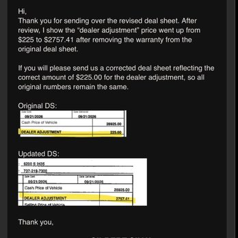 Capitol Chevrolet - Warranty was to be removed but price was  transferred to dealer adjustment. - Auto Repair Near Me - Austin, Texas