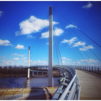 Bob Kerrey Pedestrian Bridge - Looking towards Iowa - Landmarks & Historical Buildings Near Me - Omaha, Nebraska Bob Kerrey Pedestrian Bridge - Looking towards Iowa - Landmarks & Historical Buildings Near Me - Omaha, Nebraska