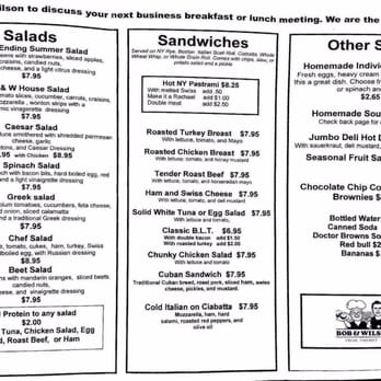 Bob & Wilson's - Menu - Sandwiches Near Me - Fort Lauderdale, Florida