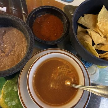 Bonito Michoacan - Complimentary chips, bean and salsa :) :) :) Fideo soup (very good) is included with the lunch menu - Mexican Near Me - Las Vegas, Nevada