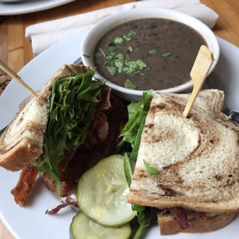 Five Loaves Cafe - Whole Fried Green Tomato BLT with Southwest Black Bean Soup - Sandwiches Near Me - Summerville, South Carolina Five Loaves Cafe - Whole Fried Green Tomato BLT with Southwest Black Bean Soup - Sandwiches Near Me - Summerville, South Carolina