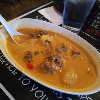 Vim Thai Restaurant - Massuman Curry with beef. Comes with rice. - Thai Near Me - Medford, Oregon Vim Thai Restaurant - Massuman Curry with beef. Comes with rice. - Thai Near Me - Medford, Oregon
