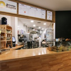 Barcelona Bagels - The counter and kitchen.
