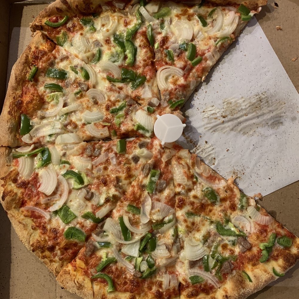 Mela Pizza House - Sausage, peppers, and onions pizza pie - Pizza Near Me - Astoria, New York Mela Pizza House - Sausage, peppers, and onions pizza pie - Pizza Near Me - Astoria, New York