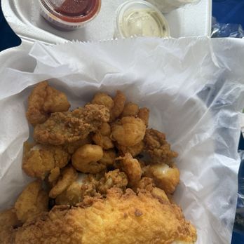 Jack Mackerel's Island Grill - Jack's Platter Shrimp, oysters, scallops and French fries. Coleslaw, tatter and cocktail sauce - Seafood Near Me - Kure Beach, North Carolina Jack Mackerel's Island Grill - Jack's Platter Shrimp, oysters, scallops and French fries. Coleslaw, tatter and cocktail sauce - Seafood Near Me - Kure Beach, North Carolina