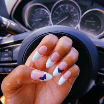 Luv Nails & Spa - Gel X with butterfly stickers - Nail Salons Near Me - Costa Mesa, California