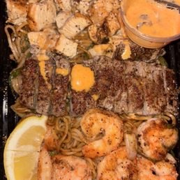 Trio with noodles and veggies