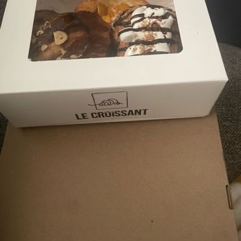 Le Croissant - 3 of my pastries - Rocky road, caramel apple and peach fruit danish - Bakeries Near Me - Logan, Utah