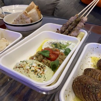 Andros Taverna - Mezze collection (Dips: Tatziki, charred eggplant, Spicy Whipped Feta) - Greek Near Me - Chicago, Illinois