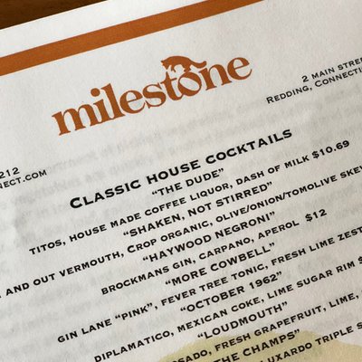 Menu photo 5 Milestone Redding, CT