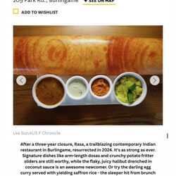 Rasa - Burlingame - Rasa named amongst the top 25 restaurants in the Bay Area