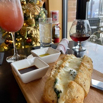Stella's Table - Baguette w/ Sautéed Spinach & Mozzarella (+ Seasonal Sangria & Black Walnut Old Fashioned Cocktail) - Italian Near Me - White Lake charter Township, Michigan Stella's Table - Baguette w/ Sautéed Spinach & Mozzarella (+ Seasonal Sangria & Black Walnut Old Fashioned Cocktail) - Italian Near Me - White Lake charter Township, Michigan