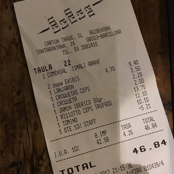 Tantarantana - 10% terrace service surcharge removed from bill after complaint - Spanish Near Me - Barcelona, B Tantarantana - 10% terrace service surcharge removed from bill after complaint - Spanish Near Me - Barcelona, B