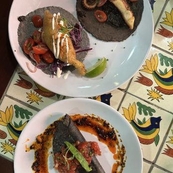 Holbox - Taco De Pulpo En Su Tinta Baja Fish Taco Wood Grilled Kanpachi Taco - Latin American Near Me - Los Angeles, California Holbox - Taco De Pulpo En Su Tinta Baja Fish Taco Wood Grilled Kanpachi Taco - Latin American Near Me - Los Angeles, California