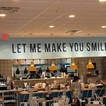 Eggs Up Grill - Happy quote over kitchen window and dining counter - Breakfast & Brunch Near Me - Cleveland, Tennessee