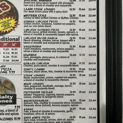 Tony's Pizza Palace - Many great choices to pick from on the menu