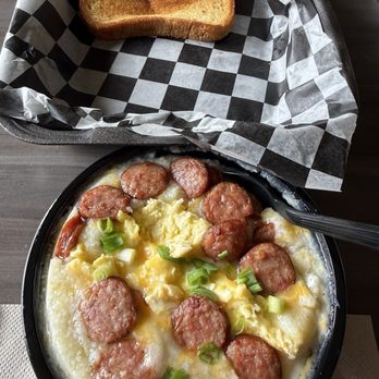 The Breakfast Spot - Conecuh, egg and cheese grits bowl - Breakfast & Brunch Near Me - Mobile, Alabama