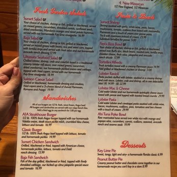 Sunset Grille - Menu - Seafood Near Me - Saint Augustine, Florida