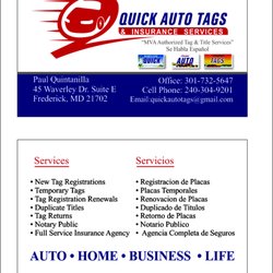Quick Auto Tags & Insurance Services - Quick Auto Tags & Insurance Services LLC