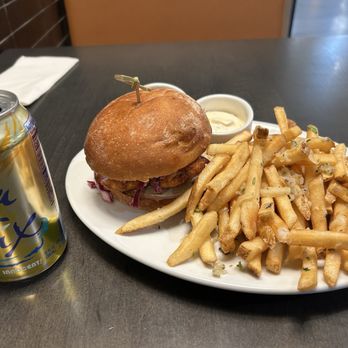 Field House - Fish burger and side potatoes, a la croix - Coffee & Tea Near Me - Mill Creek, Washington Field House - Fish burger and side potatoes, a la croix - Coffee & Tea Near Me - Mill Creek, Washington