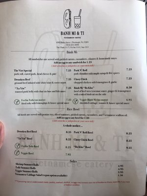 Menu photo 6 Banh Mi & Ti Pittsburgh, PA
