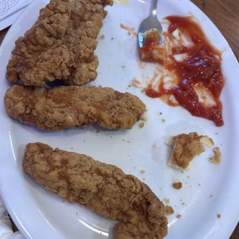 Pompton Queen Diner - 1/2 of chicken tender appetizer (3 pieces were eaten by the time pic was taken)- thick breading - Diners Near Me - Pompton Plains, New Jersey
