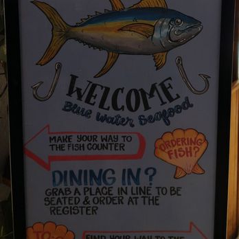 Blue Water - Sign at the beginning of the ordering line - Seafood Near Me - San Diego, California