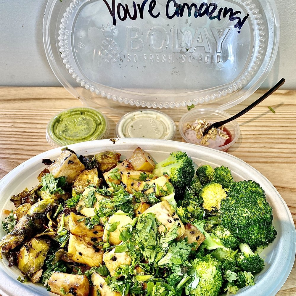 Bolay - Vegan bowl (Brussel sprouts, broccoli, kale base and ranch and cilantro dressing. - New American Near Me - Pembroke Pines, Florida Bolay - Vegan bowl (Brussel sprouts, broccoli, kale base and ranch and cilantro dressing. - New American Near Me - Pembroke Pines, Florida