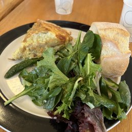 Artichoke & Swiss quiche with side salad