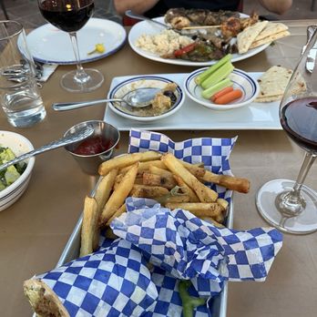 Athens on Easy Street - Greek Gyro and Mediterranean plate with hummus in the middle - Greek Near Me - Carefree, Arizona Athens on Easy Street - Greek Gyro and Mediterranean plate with hummus in the middle - Greek Near Me - Carefree, Arizona