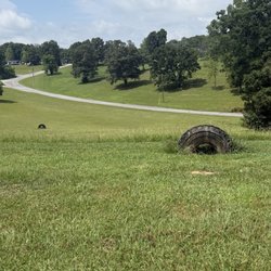 Massive earth, moving tires used as landscaping